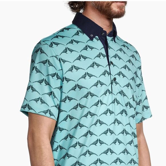 Greyson Siamese Turtle Dove Polo Shirt Size Small Golf Preppy - Picture 2 of 9